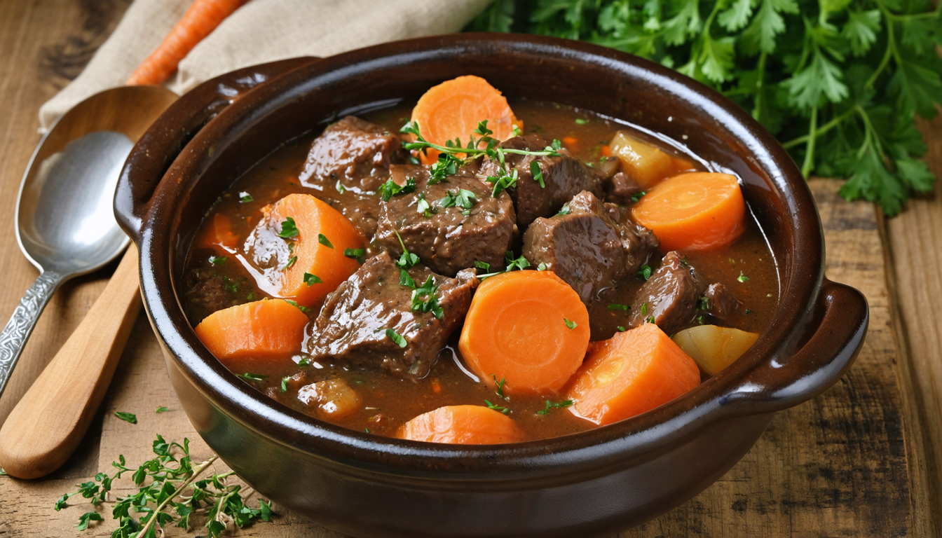 découvrez notre recette simple et savoureuse de boeuf aux carottes, un plat traditionnel français parfait pour un repas réconfortant et gourmand.