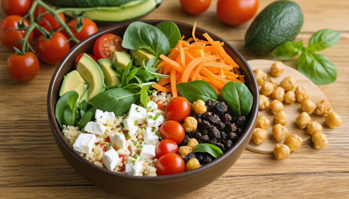 découvrez notre recette équilibrée de buddha bowl au fromage de chèvre frais, un plat savoureux alliant fraîcheur et explosion de saveurs pour un repas sain et gourmand.