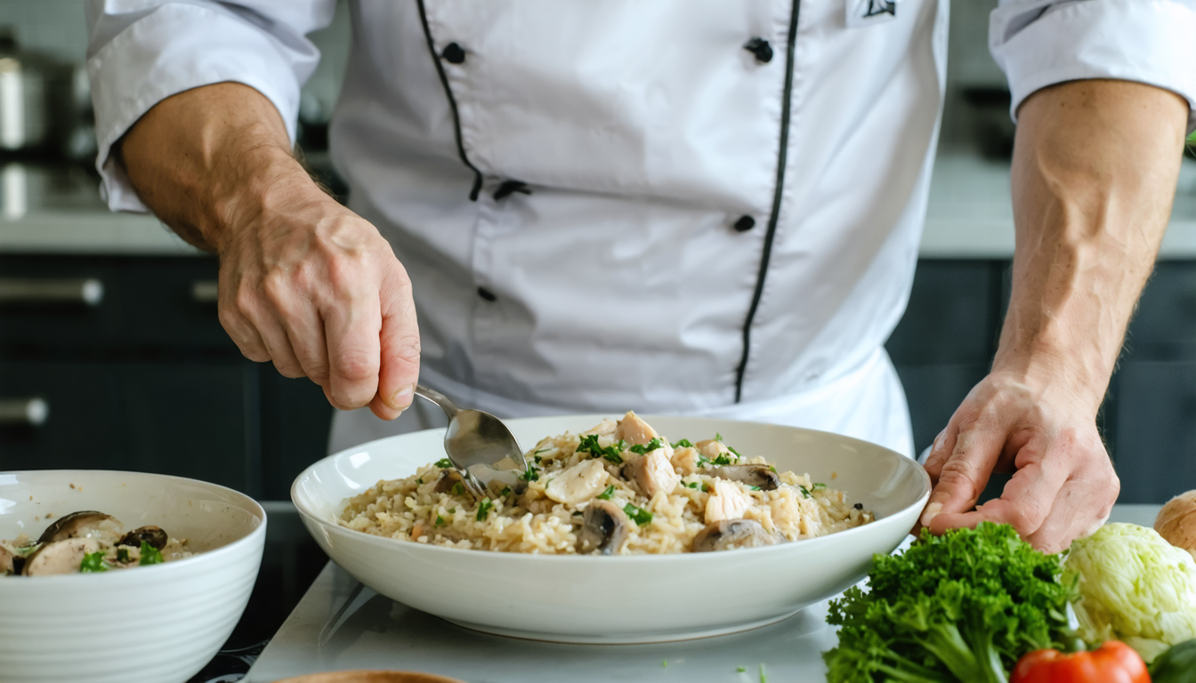 apprenez à préparer un risotto au poulet et champignons inratable, riche en saveurs, idéal pour un repas gourmand et facile à réaliser.