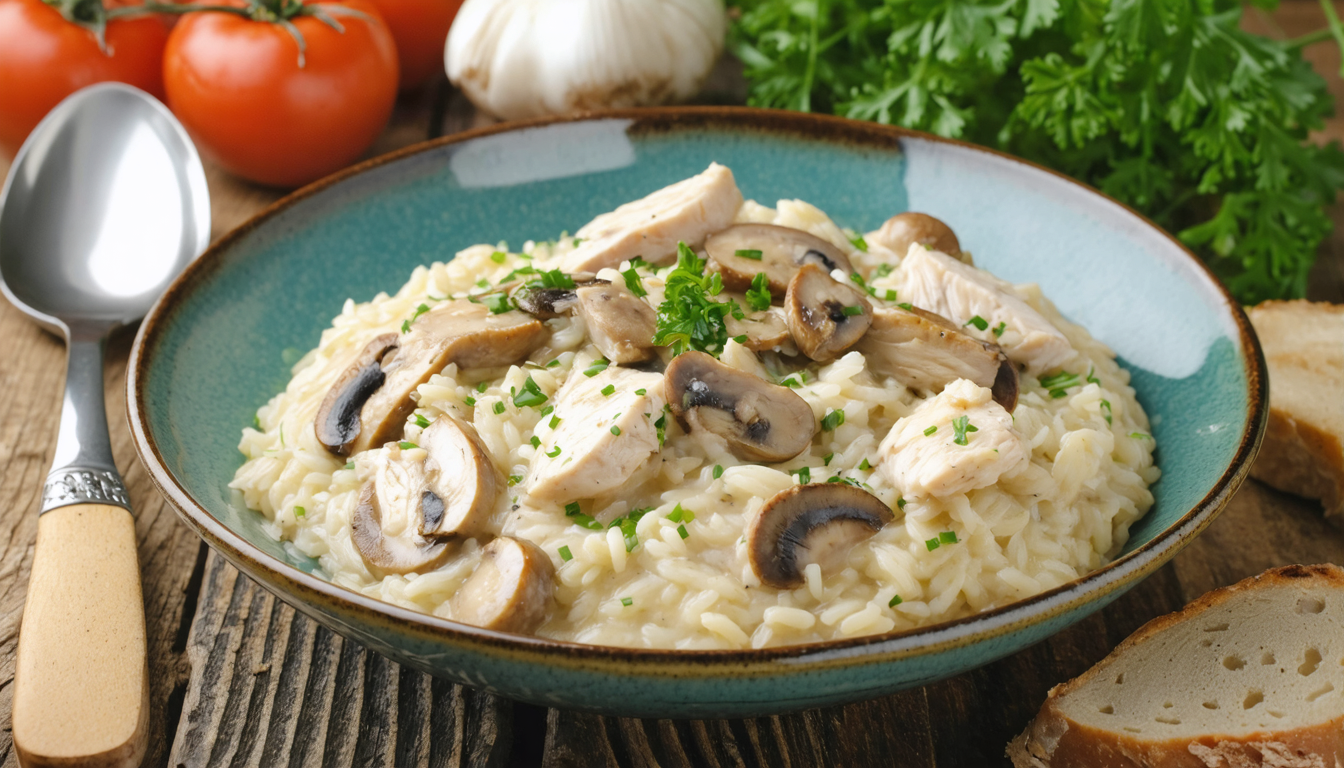 apprenez à préparer un risotto au poulet et champignons facile et savoureux grâce à notre recette inratable, parfaite pour un repas gourmand et réconfortant.