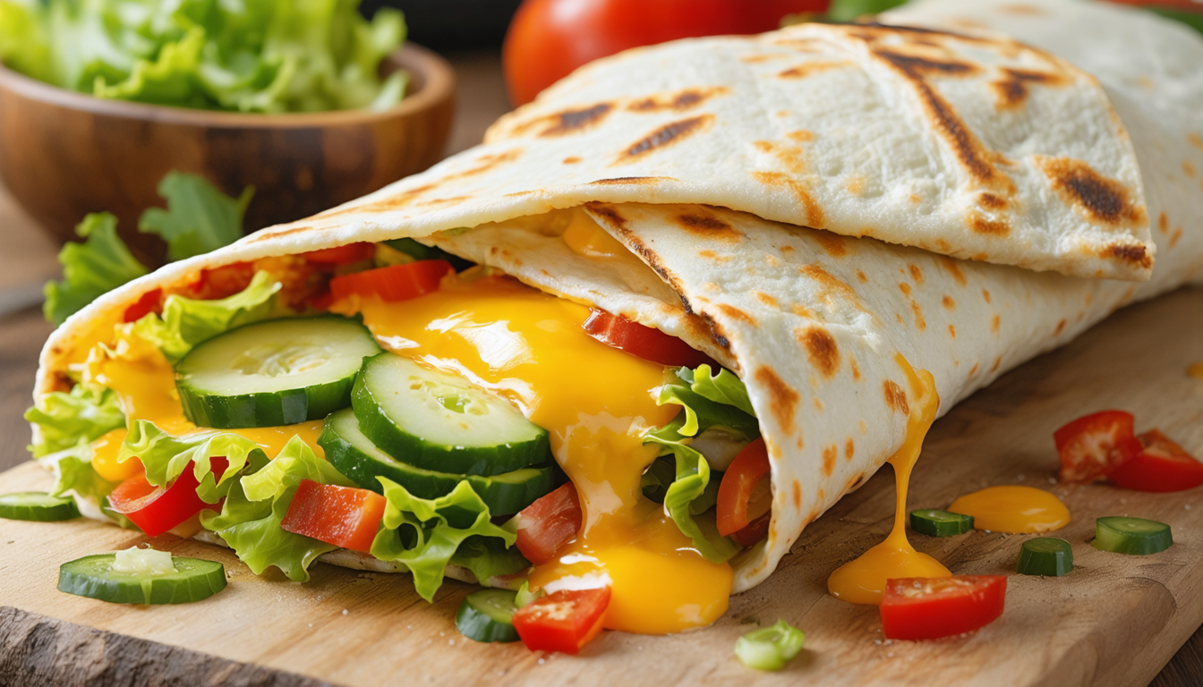 découvrez notre délice croustillant : un wrap savoureux alliant fromage fondant et légumes croquants pour une explosion de saveurs et de textures à chaque bouchée.