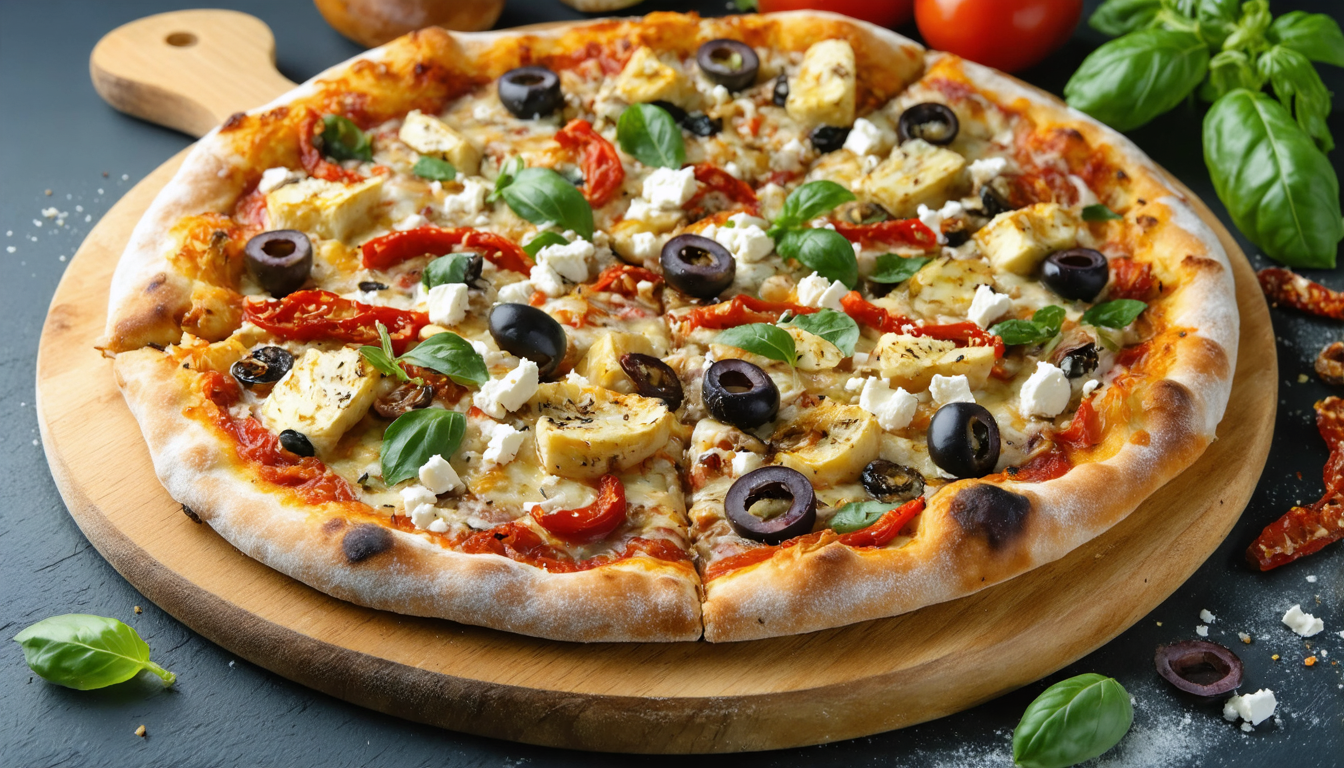 savourez une délicieuse pizza gourmande au fromage de brebis, un véritable délice méditerranéen alliant saveurs authentiques et ingrédients de qualité.