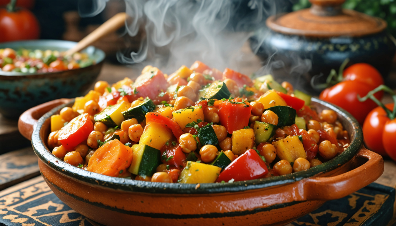 découvrez notre tajine végétarien aux légumes parfumés et aux épices exquises, un véritable délice marocain alliant saveurs authentiques et cuisine saine.