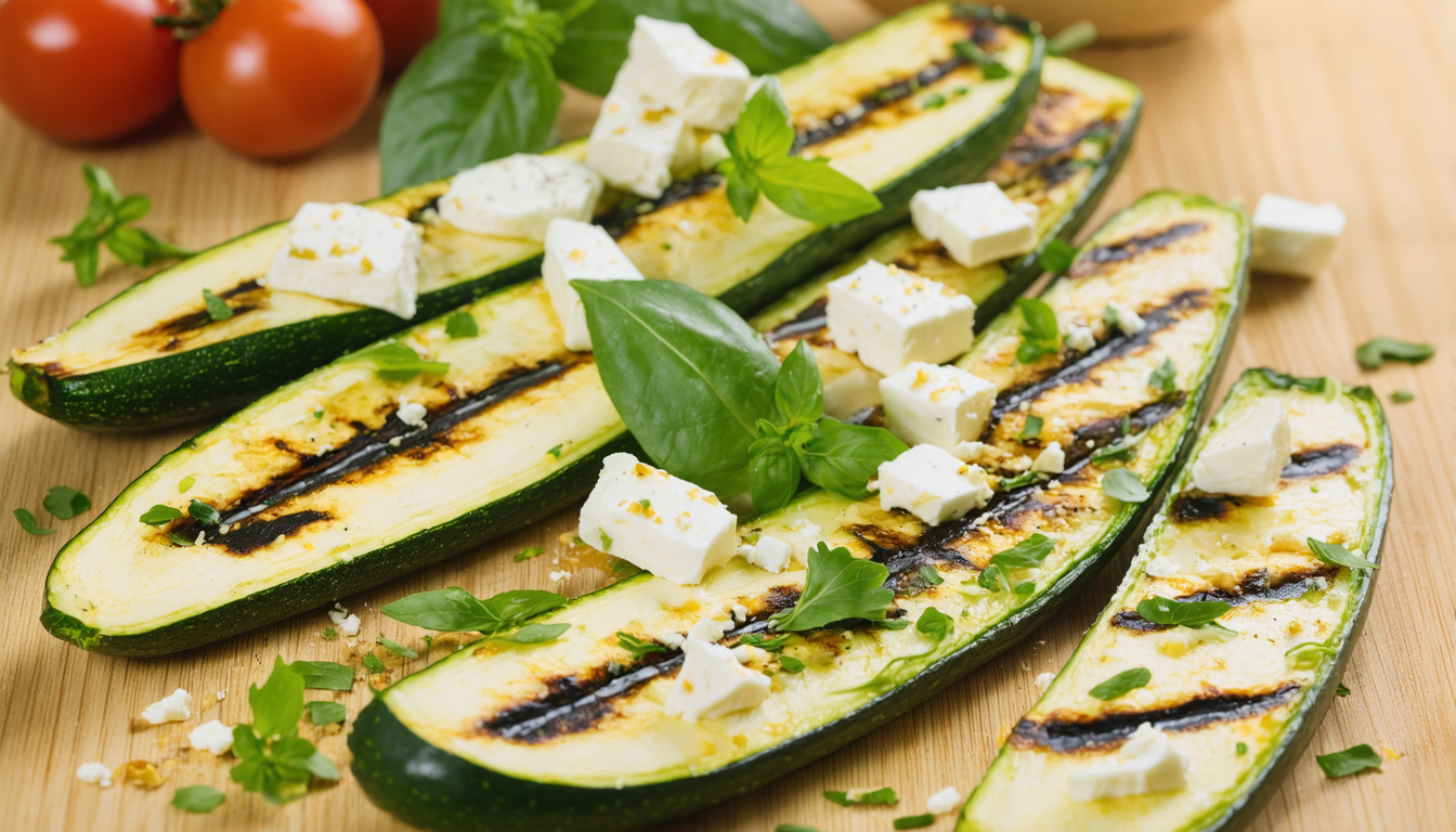 découvrez la recette des courgettes grillées façon grecque, un délice méditerranéen parfumé à la feta, parfait pour un repas savoureux et sain.