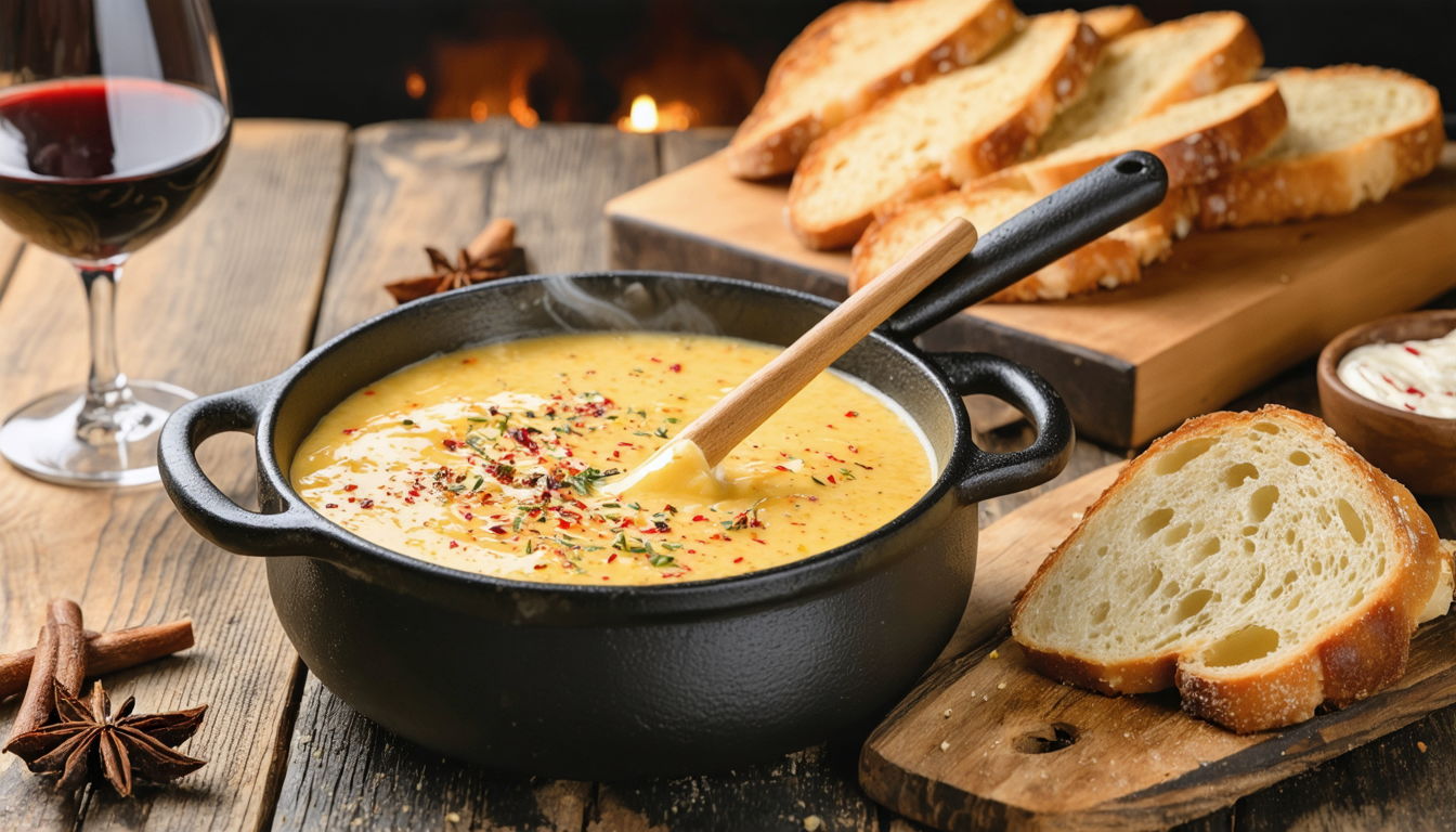 découvrez notre délicieuse fondue aux poivres, un apéritif épicé et savoureux qui éveillera vos papilles et réchauffera vos soirées entre amis.