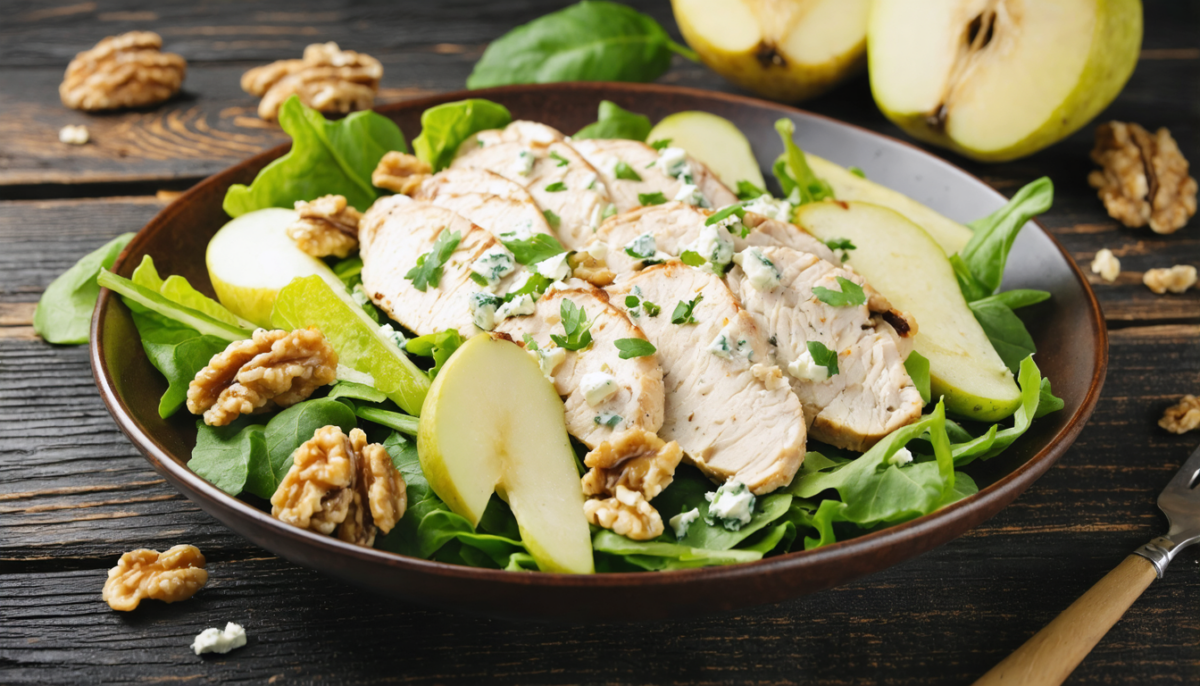 découvrez notre délicieuse salade au poulet et bleu de bresse, une recette savoureuse et gourmande parfaite pour un repas frais et équilibré.