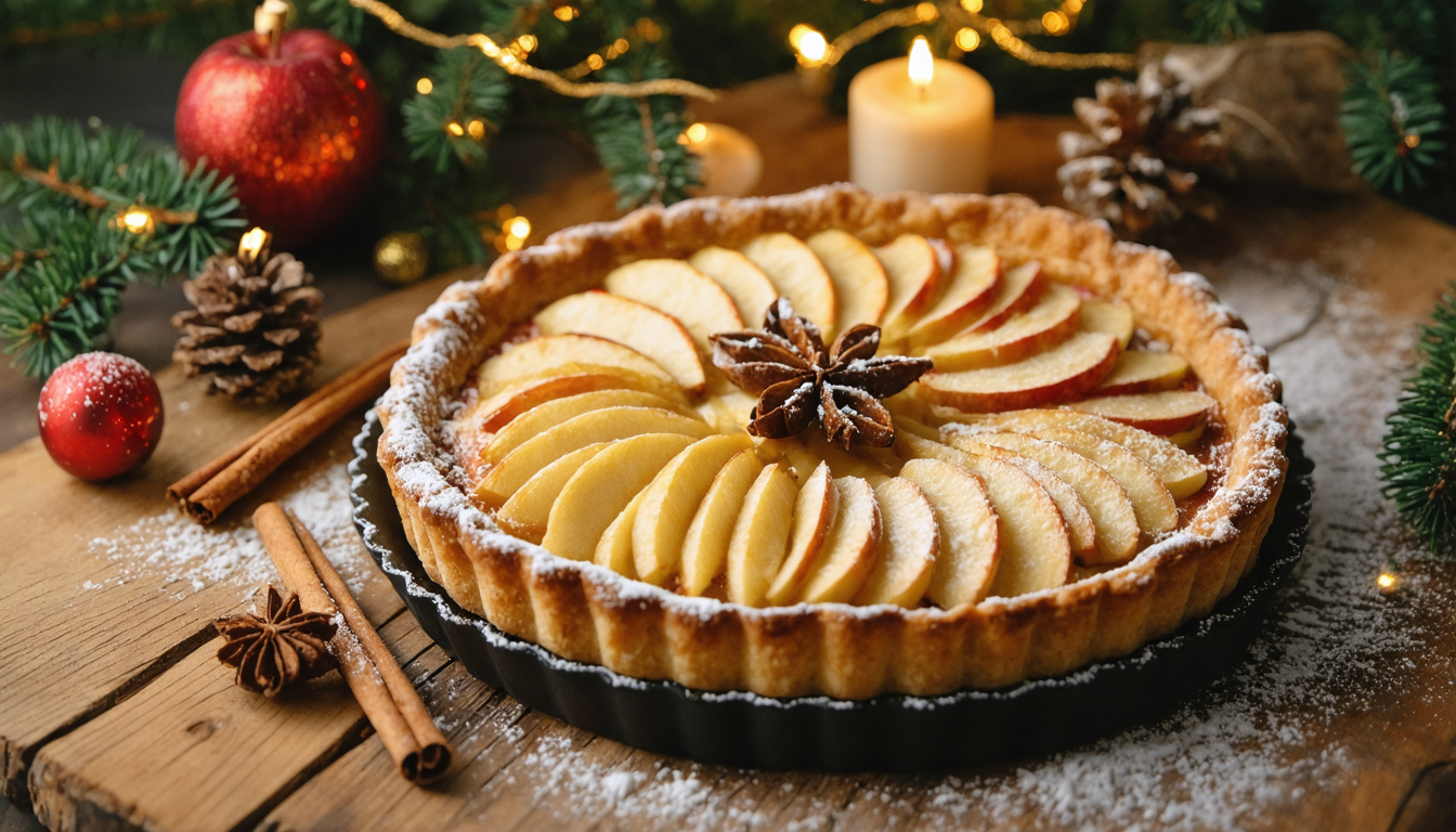 découvrez notre délicieuse tarte de noël aux pommes parfumées à la cannelle, une douceur traditionnelle qui ravira vos papilles pendant les fêtes.