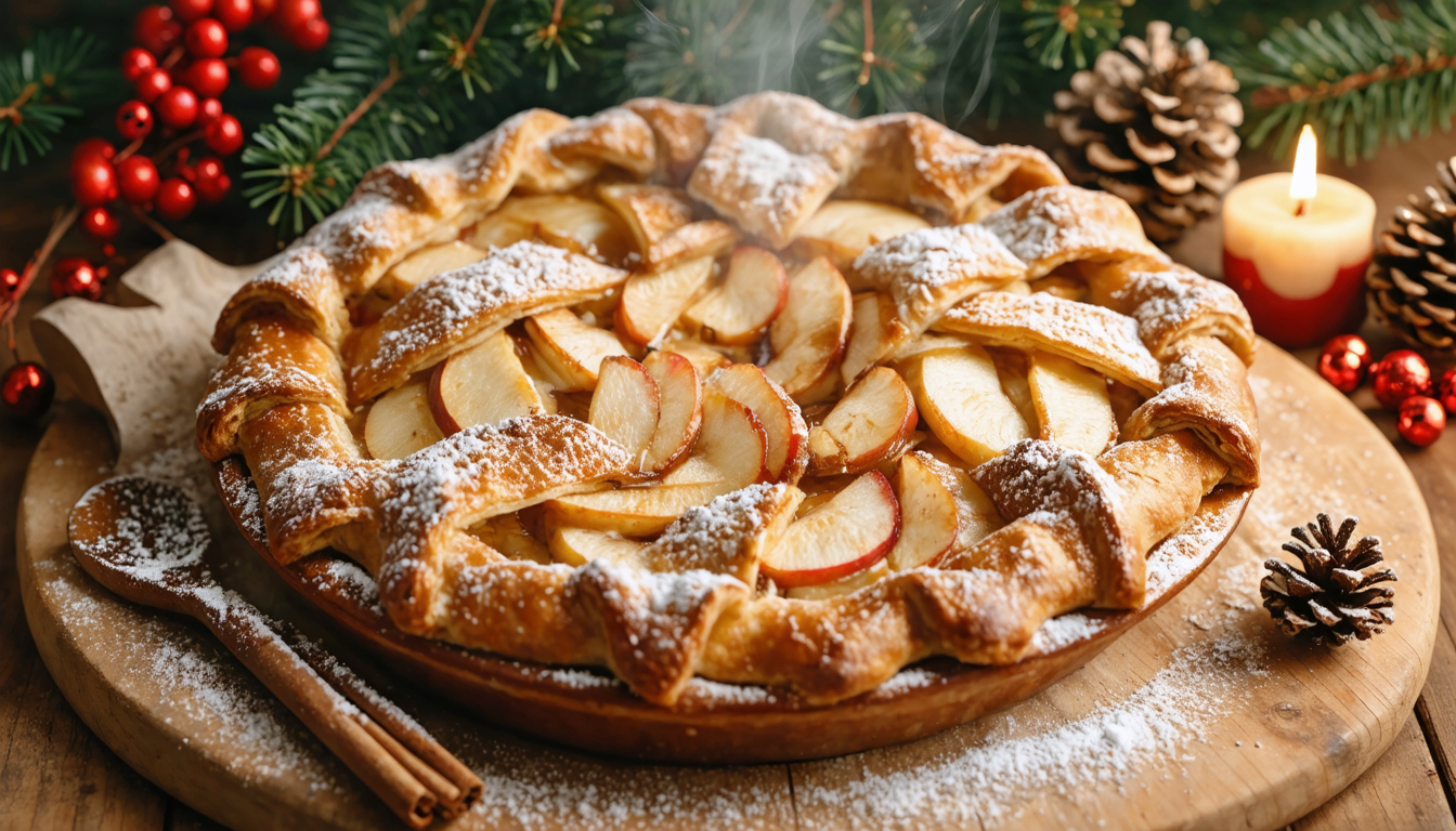découvrez notre délicieuse tarte de noël aux pommes parfumées à la cannelle, parfaite pour réchauffer vos fêtes avec une saveur traditionnelle et gourmande.