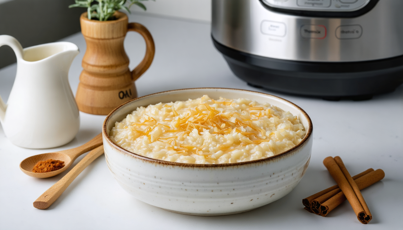découvrez notre recette simple et rapide de riz au lait onctueux préparé avec thermomix, pour un dessert délicieux et facile à réaliser.