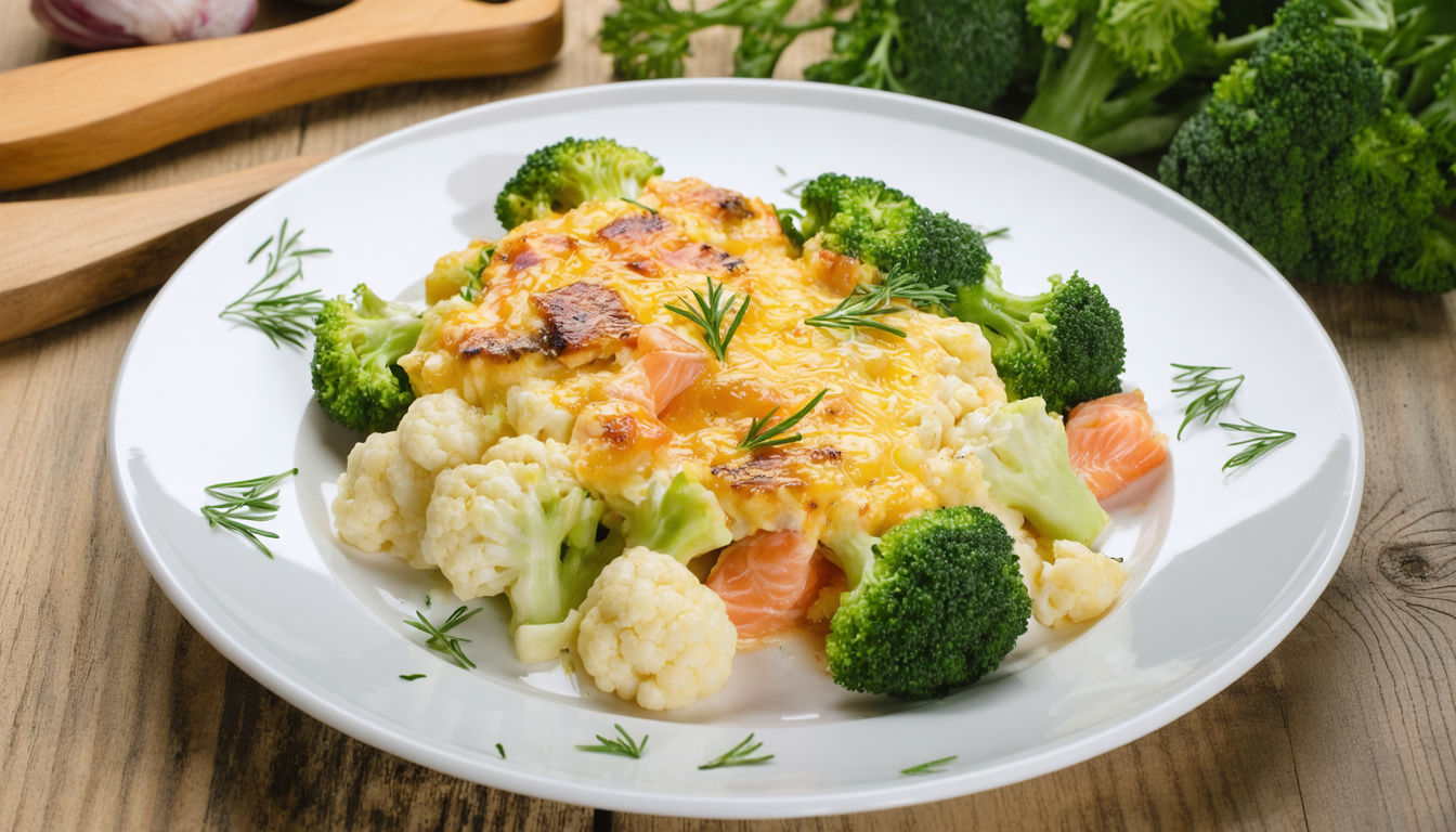 découvrez notre gratin diététique au brocoli, chou-fleur et saumon, une recette savoureuse et légère pour un repas sain et gourmand.
