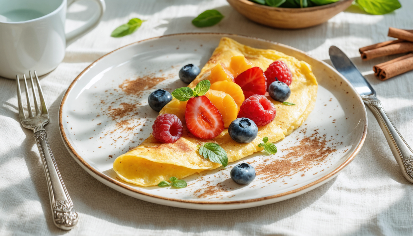découvrez notre recette simple et gourmande d'omelette sucrée, parfaite pour un petit-déjeuner ou un dessert savoureux et rapide à préparer.