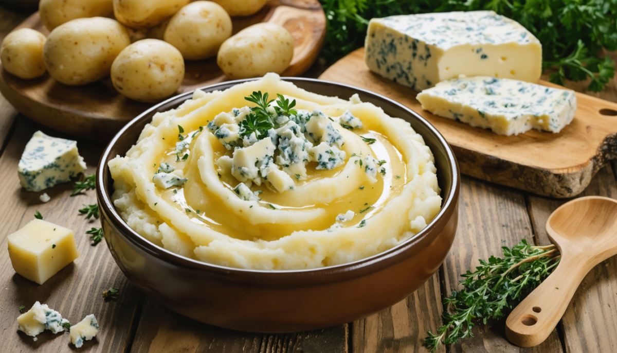 découvrez une délicieuse purée rustique aux pommes de terre et fromage bleu, une recette gourmande et savoureuse idéale pour réchauffer vos repas.