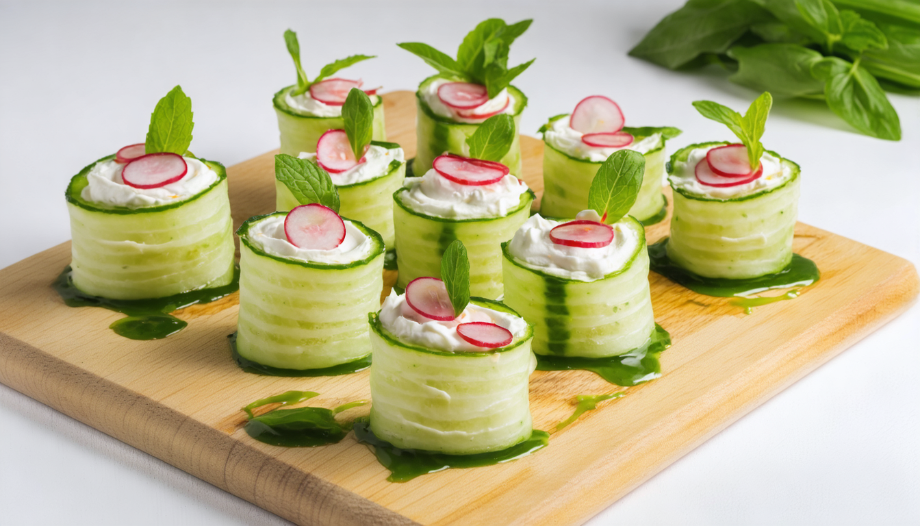 découvrez notre recette fraîche et gourmande de rouleaux croquants de concombre au fromage frais et radis, parfaite pour une entrée légère et originale.