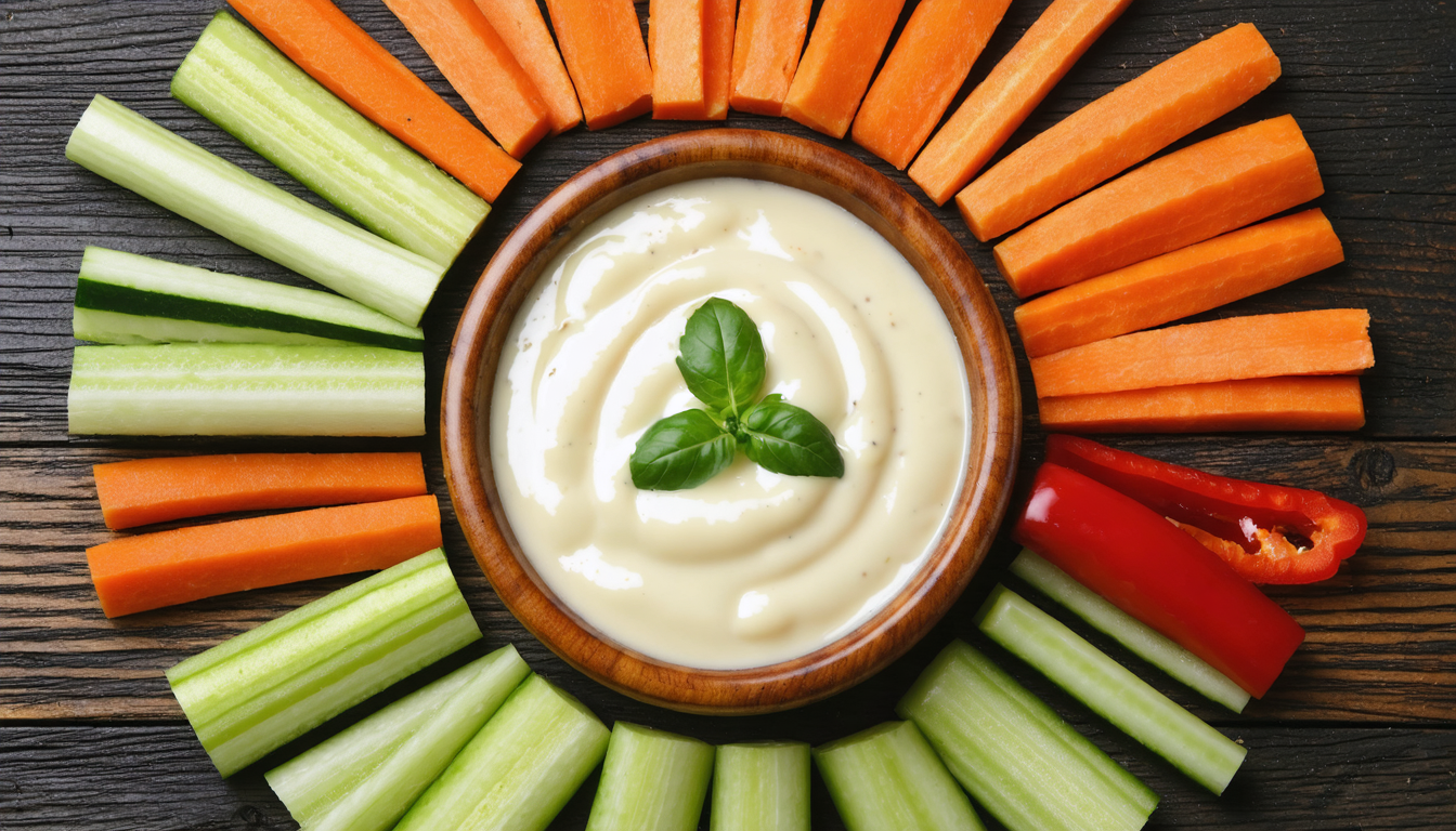 découvrez notre sauce au fromage blanc, l'alliée idéale pour sublimer vos dips de légumes crus avec fraîcheur et saveur.