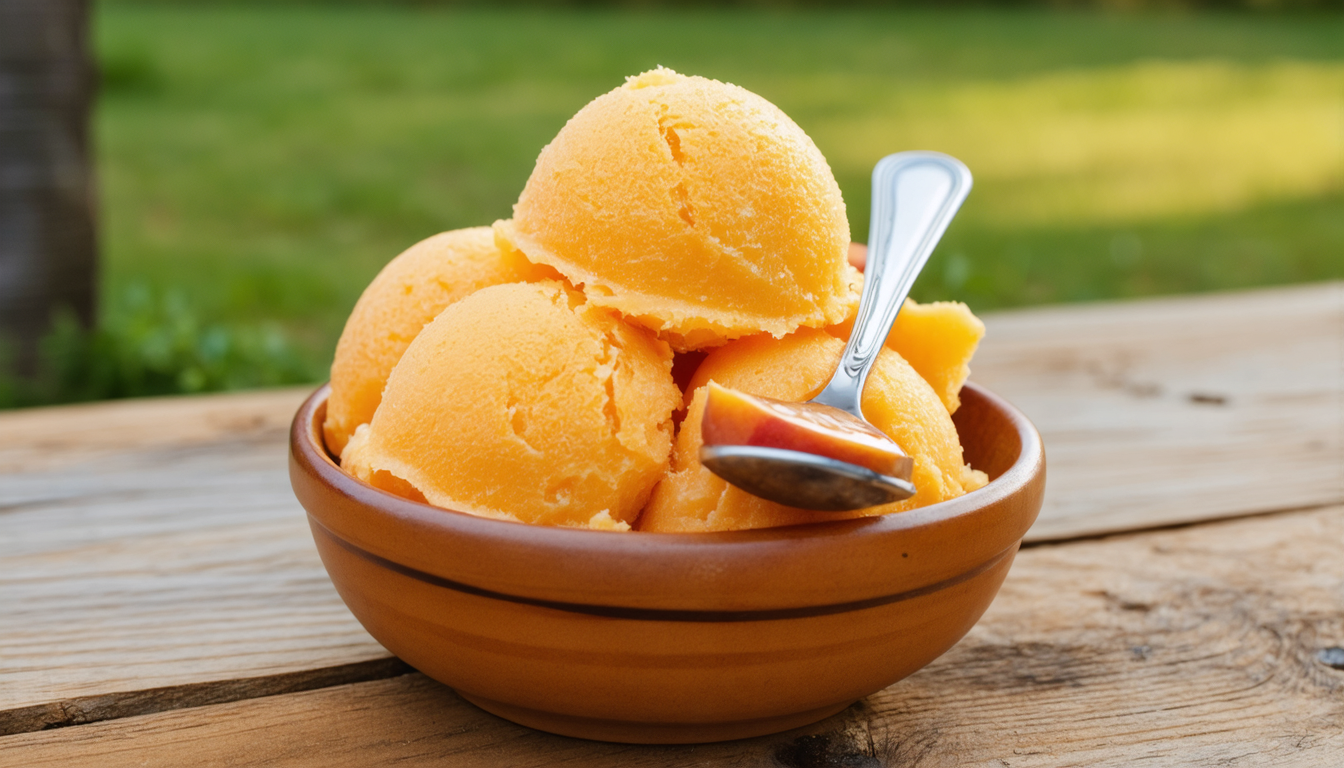 découvrez notre recette simple et rapide de sorbet à la pêche ultra léger, sans sorbetière, pour une douceur estivale fraîche et désaltérante.