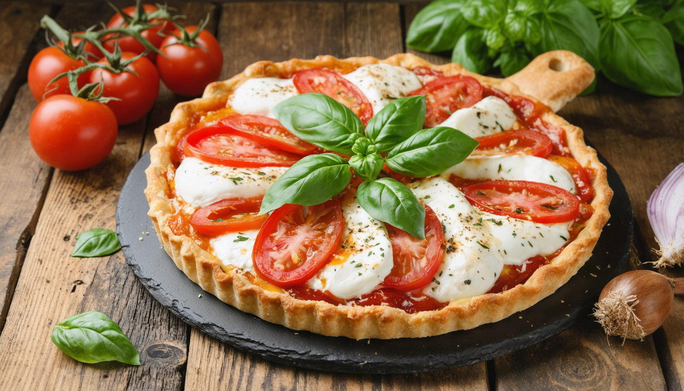 découvrez une recette facile et délicieuse de tarte tomate-mozzarella, parfaite pour un repas gourmand et rapide à préparer.