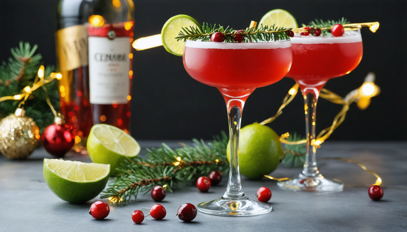 découvrez notre cocktail de noël : une margarita acidulée associant sirop de canneberge et citron vert pour une fête aux saveurs fraîches et festives.