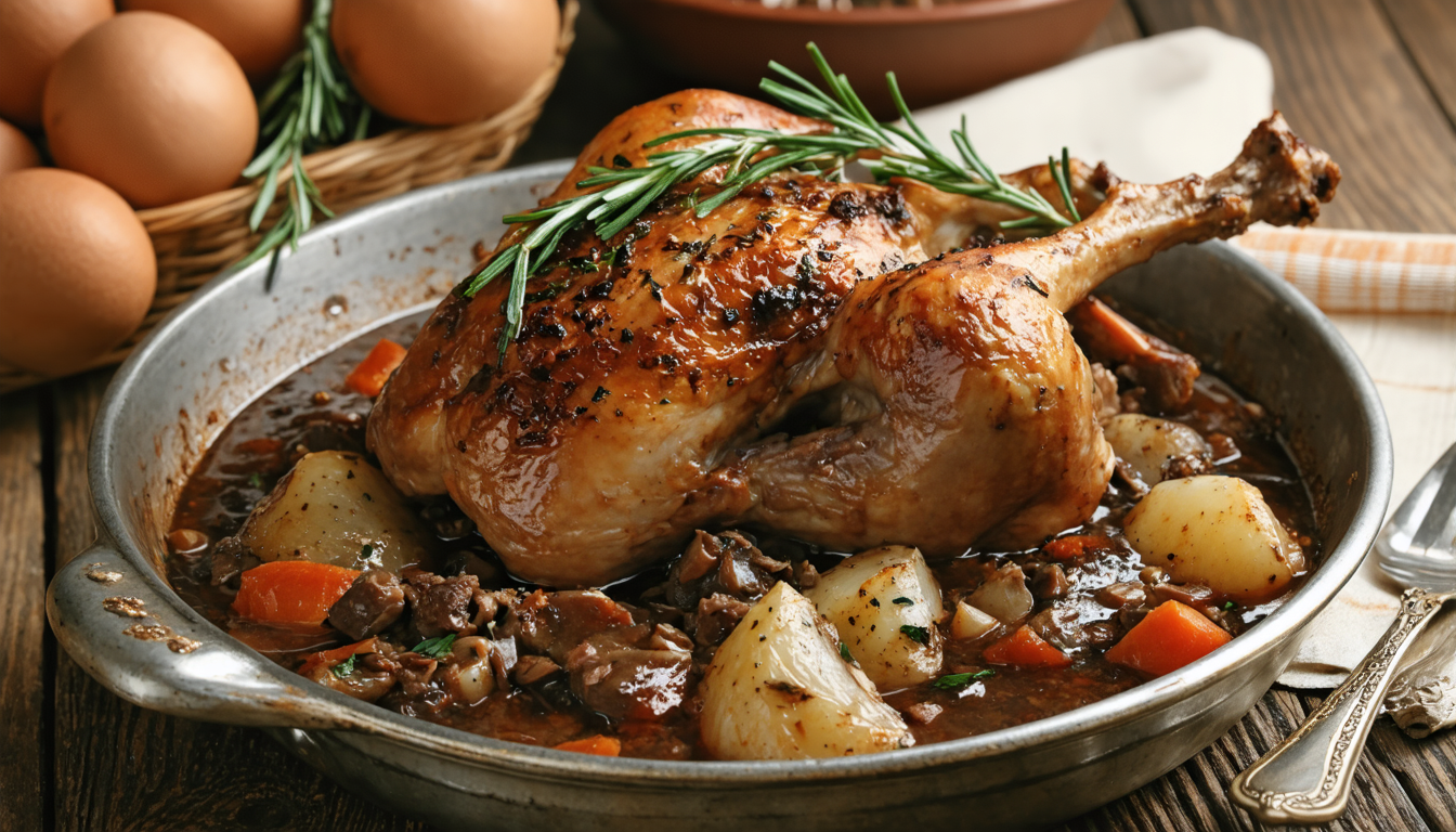 découvrez notre recette de coq au vin maison, un plat traditionnel alliant saveurs authentiques et savoir-faire culinaire pour régaler toute la famille.
