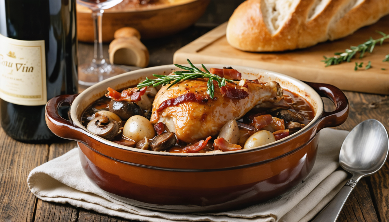 découvrez notre recette maison de coq au vin, un plat traditionnel alliant saveurs authentiques et convivialité pour régaler toute la famille.