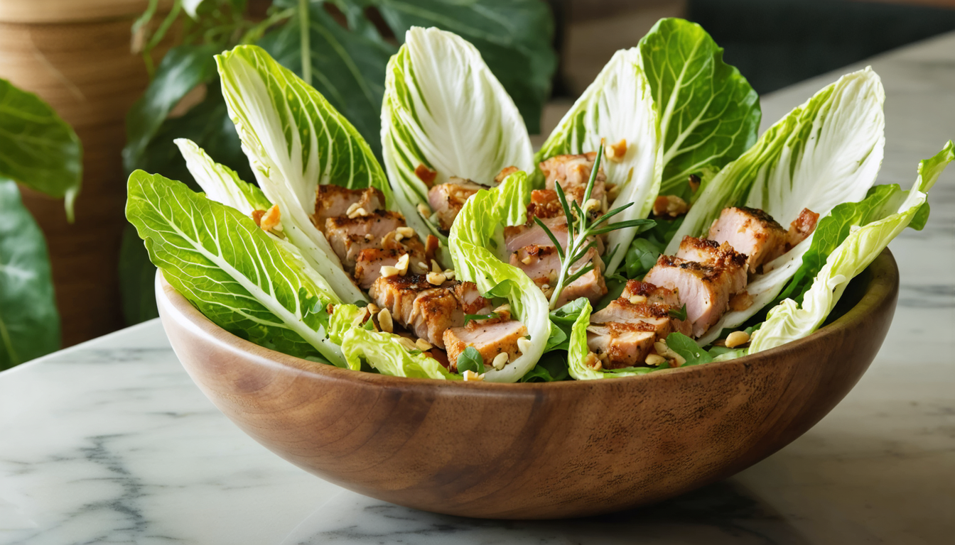 découvrez notre salade savoureuse de délice d’endives croquantes accompagnées de rillons de porc fermier élevés en plein air, pour une expérience authentique et gourmande.