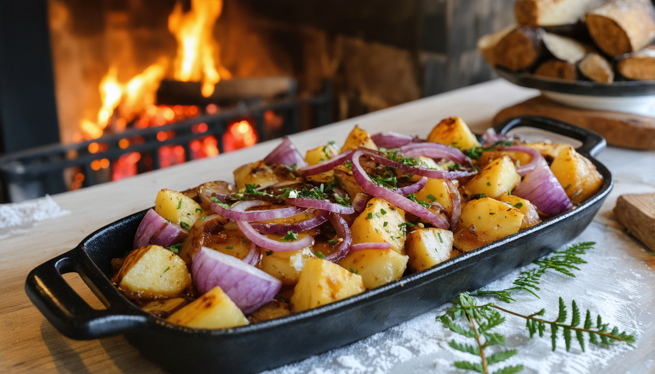 découvrez notre recette gourmande de raclette aux oignons rouges caramélisés et pommes de terre vitelottes, un délice d'hiver réconfortant et savoureux.
