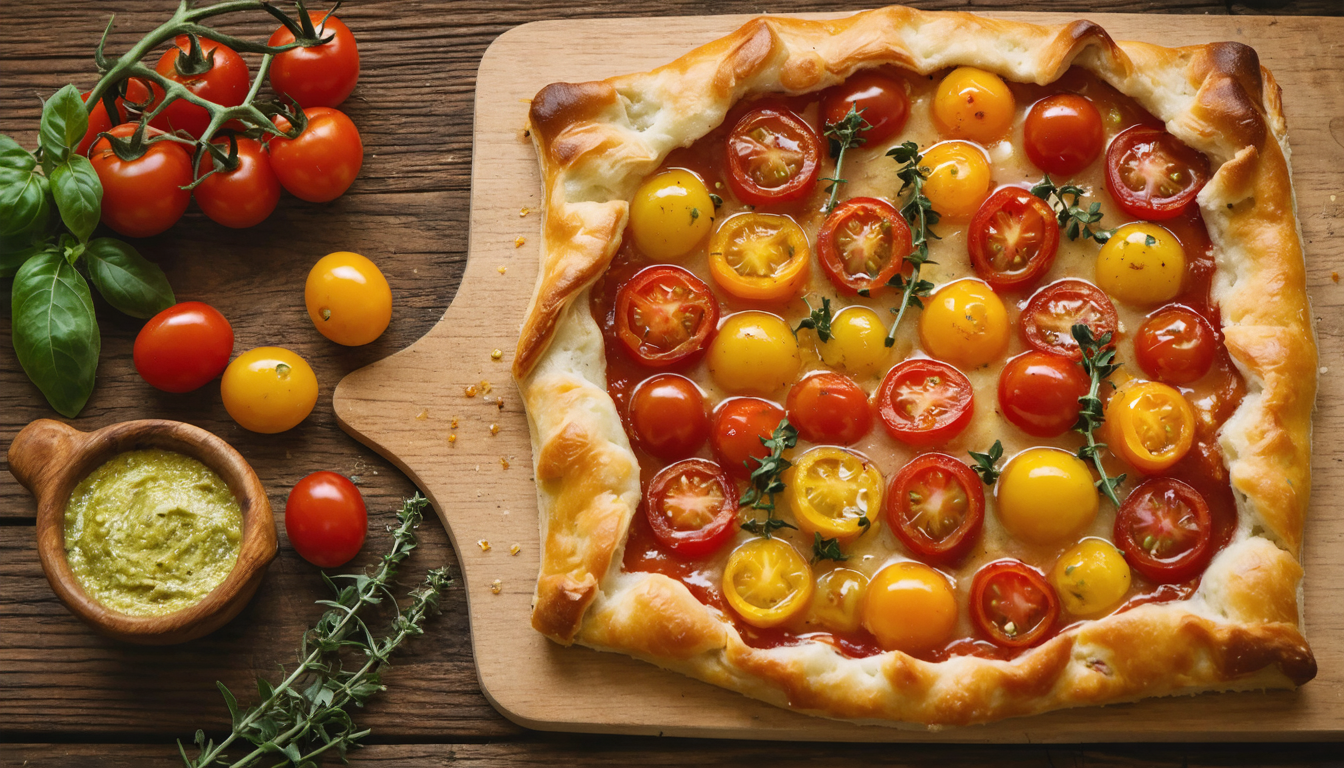 découvrez une recette simple et gourmande de tarte aux tomates cerises et moutarde, parfaite pour un repas savoureux et facile à réaliser.