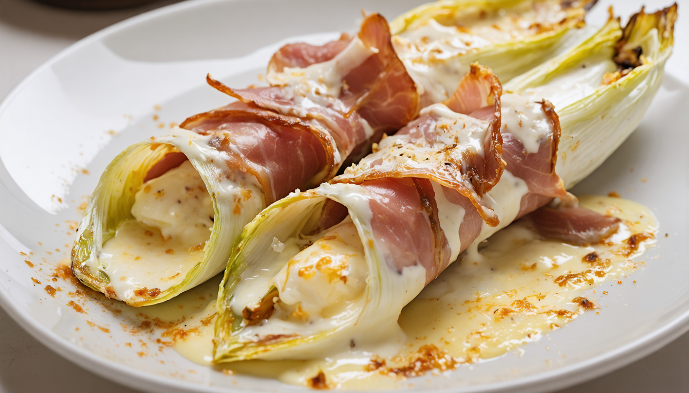 découvrez notre recette facile et savoureuse d'endives au jambon gratinées, nappées d'une onctueuse sauce béchamel maison pour un plat réconfortant et gourmand.