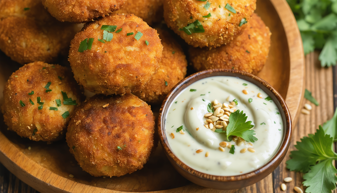 savourez nos falafels croustillants, parfaitement dorés, accompagnés d'une sauce tahini maison onctueuse pour une expérience gourmande et authentique.