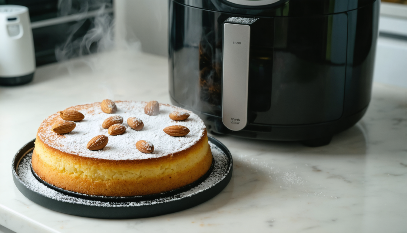 découvrez une recette facile et rapide pour un délicieux gâteau aux amandes en poudre, prêt en un éclair grâce à l'airfryer. parfait pour un dessert savoureux en toute simplicité!