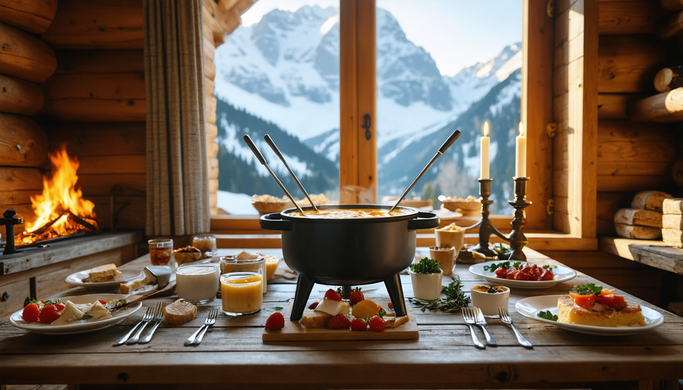 découvrez la fondue suisse aérienne aux saveurs délicates de gruyère et vacherin, un mélange fondant et savoureux pour réchauffer vos papilles.