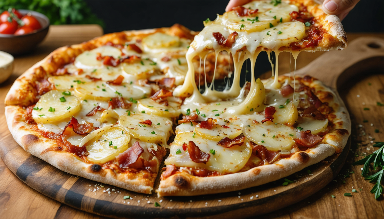 découvrez notre recette de pizza raclette, une création gourmande et généreuse parfaite pour les amateurs de fromage fondant. savourez une explosion de saveurs réconfortantes à chaque bouchée.