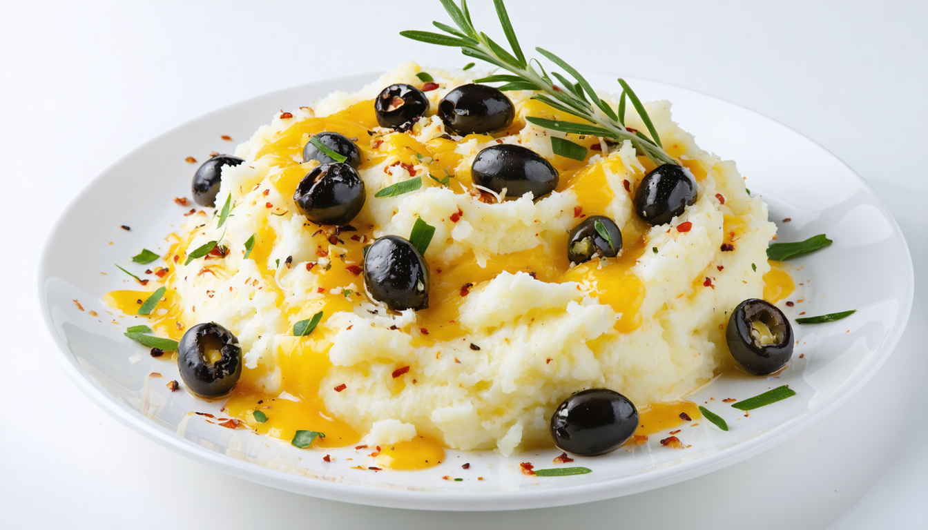 découvrez notre purée de pommes de terre aux olives noires et fromage, une recette gourmande qui offre une explosion de saveurs à chaque bouchée. parfait pour sublimer vos repas.