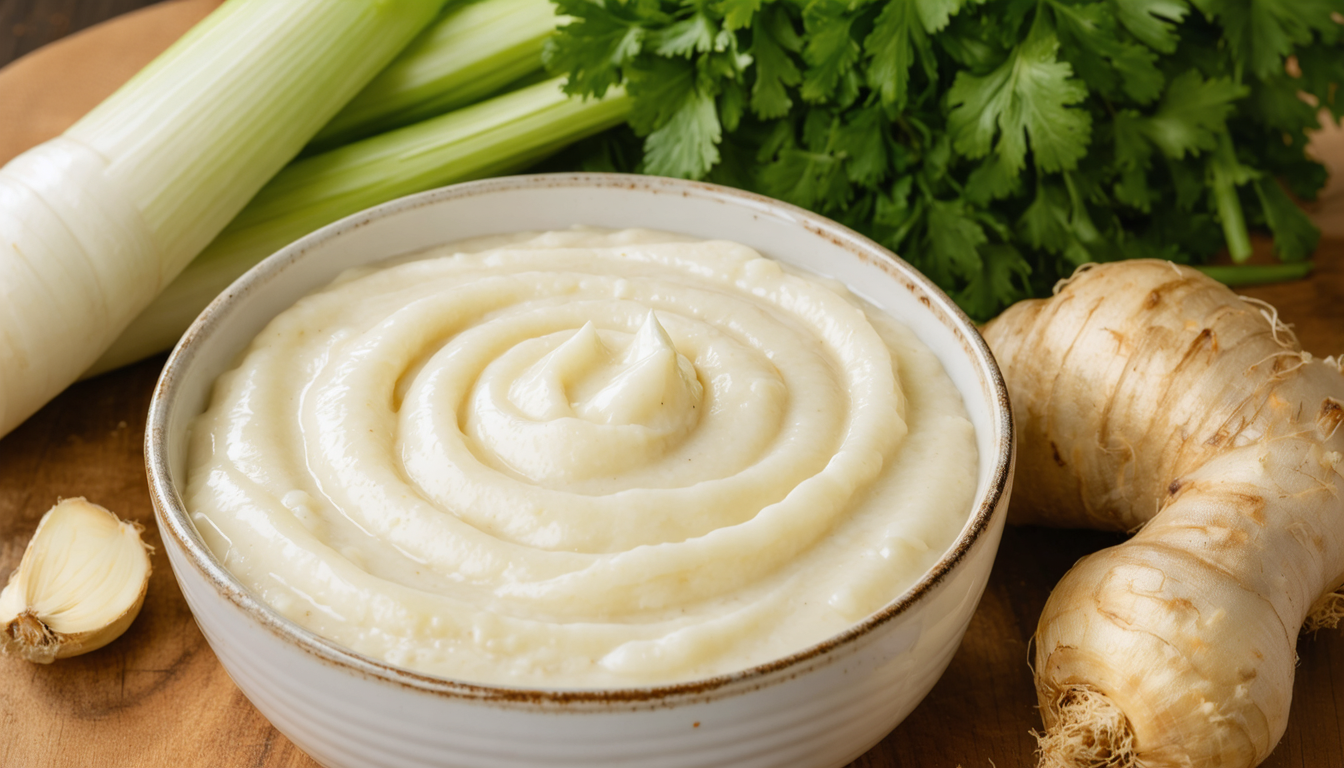 découvrez notre recette simple et savoureuse de purée onctueuse de céleri-rave à la crème, parfaite pour accompagner vos plats et régaler vos papilles.