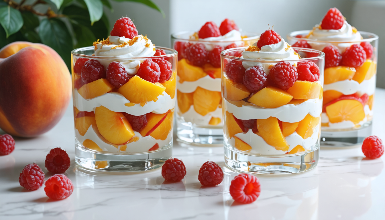 découvrez notre recette facile et rapide de verrines pêche-framboise, un dessert fruité et léger parfait pour toutes les occasions. rafraîchissant et savoureux, il se prépare en un éclair pour régaler vos invités.