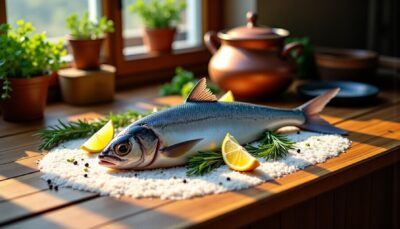 Cuisson en croûte de sel : le secret pour révéler toute la saveur d’un poisson entier