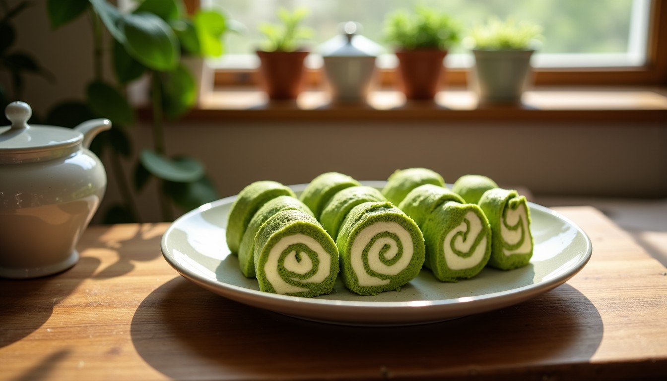 Délicieux roulés au thé vert matcha et crème vanillée : une recette légère et gourmande